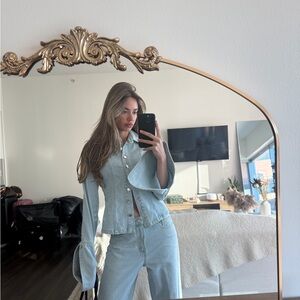 Stylish Light Blue Denim Jacket and Jeans Set